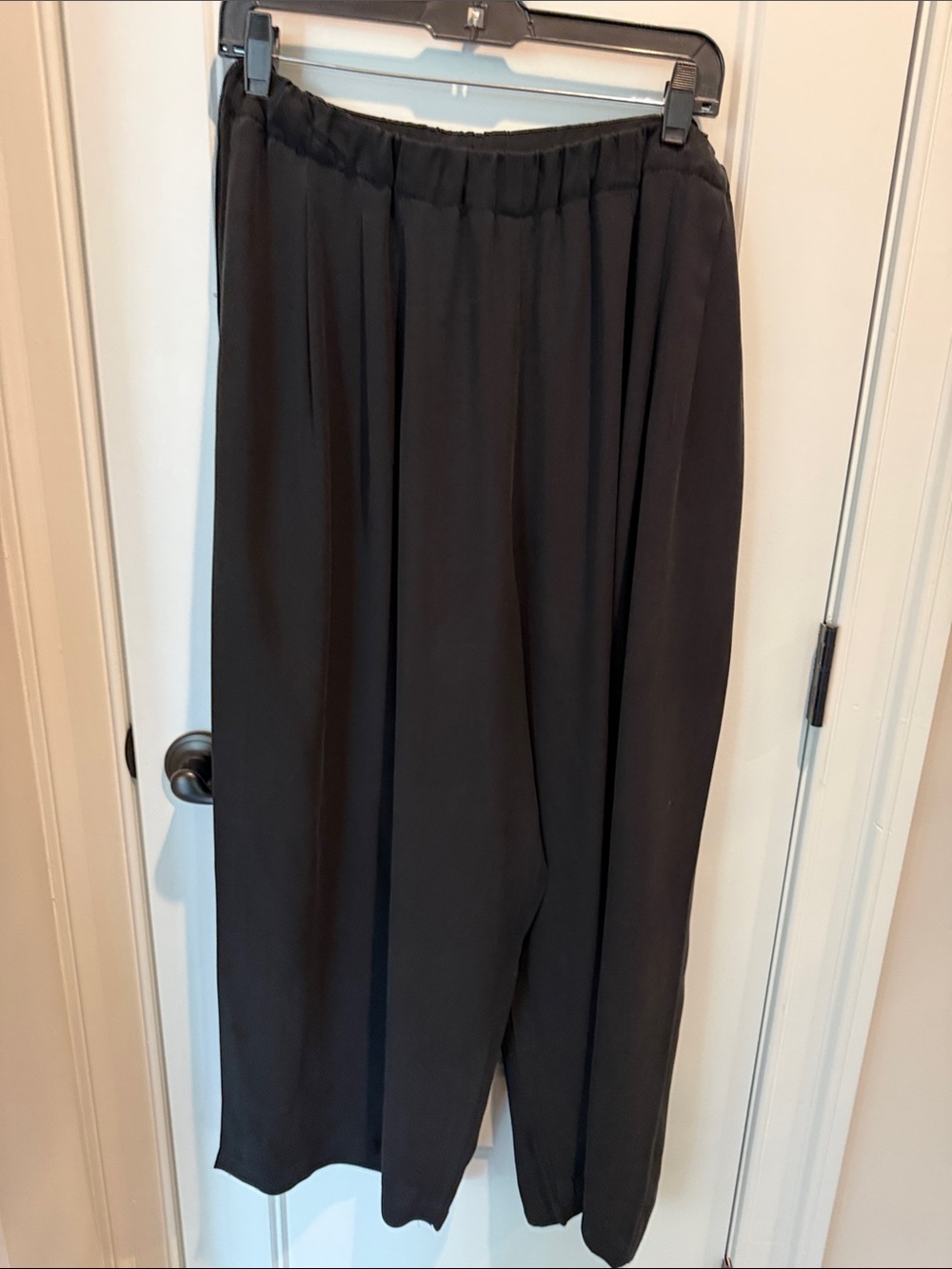 Eileen Fisher- silk georgette crepe wide leg pant (XL)